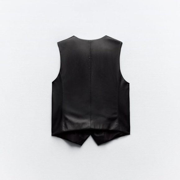 NWT ZARA TAILORED FAUX LEATHER VEST BLACK - Picture 5 of 5